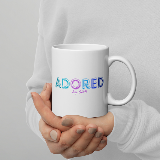 "Adored by God' White Glossy Mug